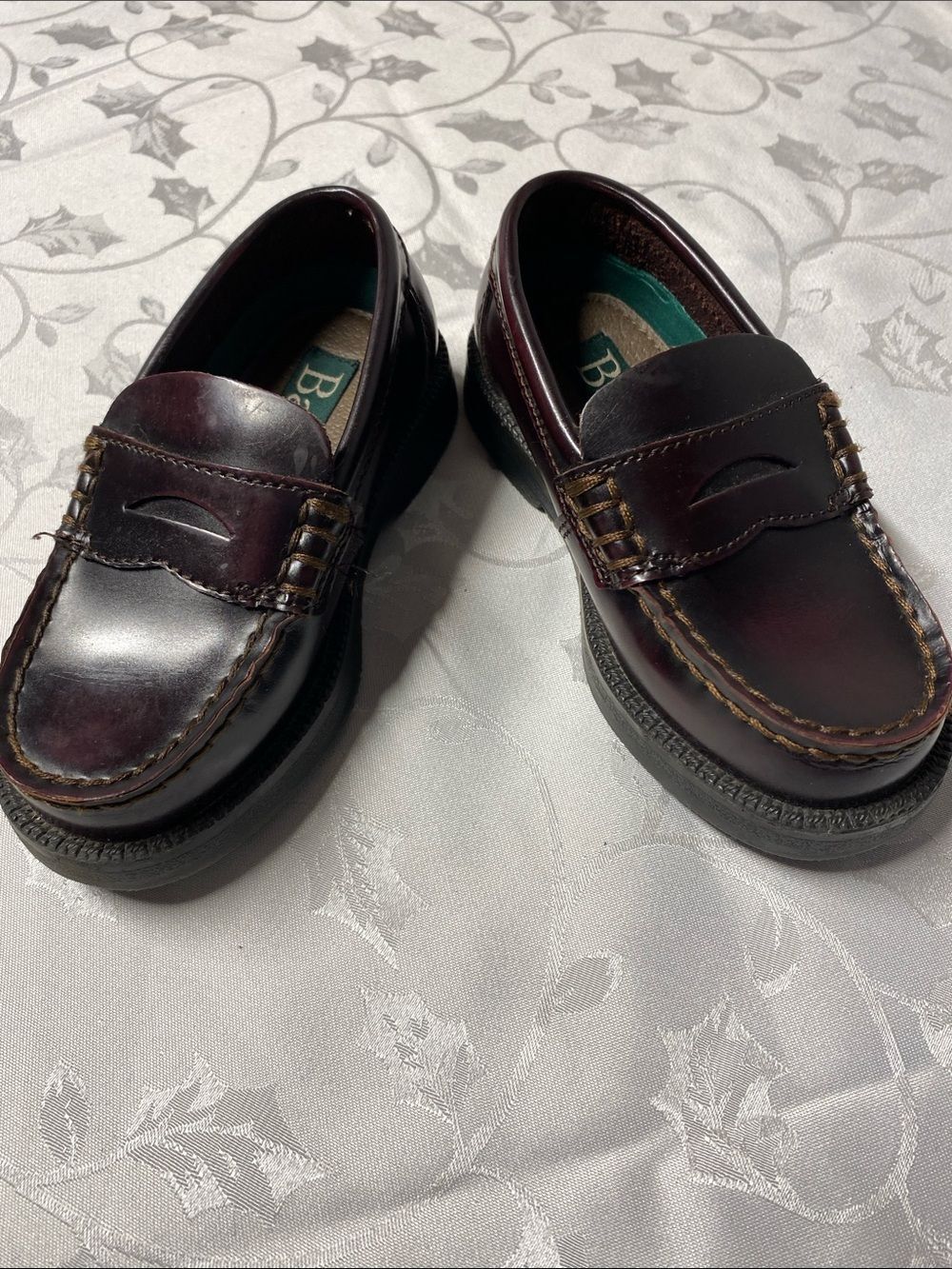 Bass Brown/Burgundy Leather Loafers Toddler/Little Boys Size 9M Classic Slip‑On
